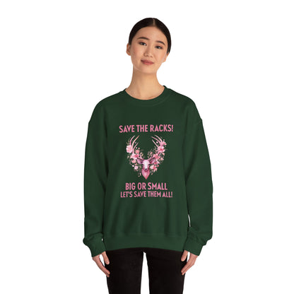 Save The Racks Big or Small Deer Breast Cancer Sweatshirt