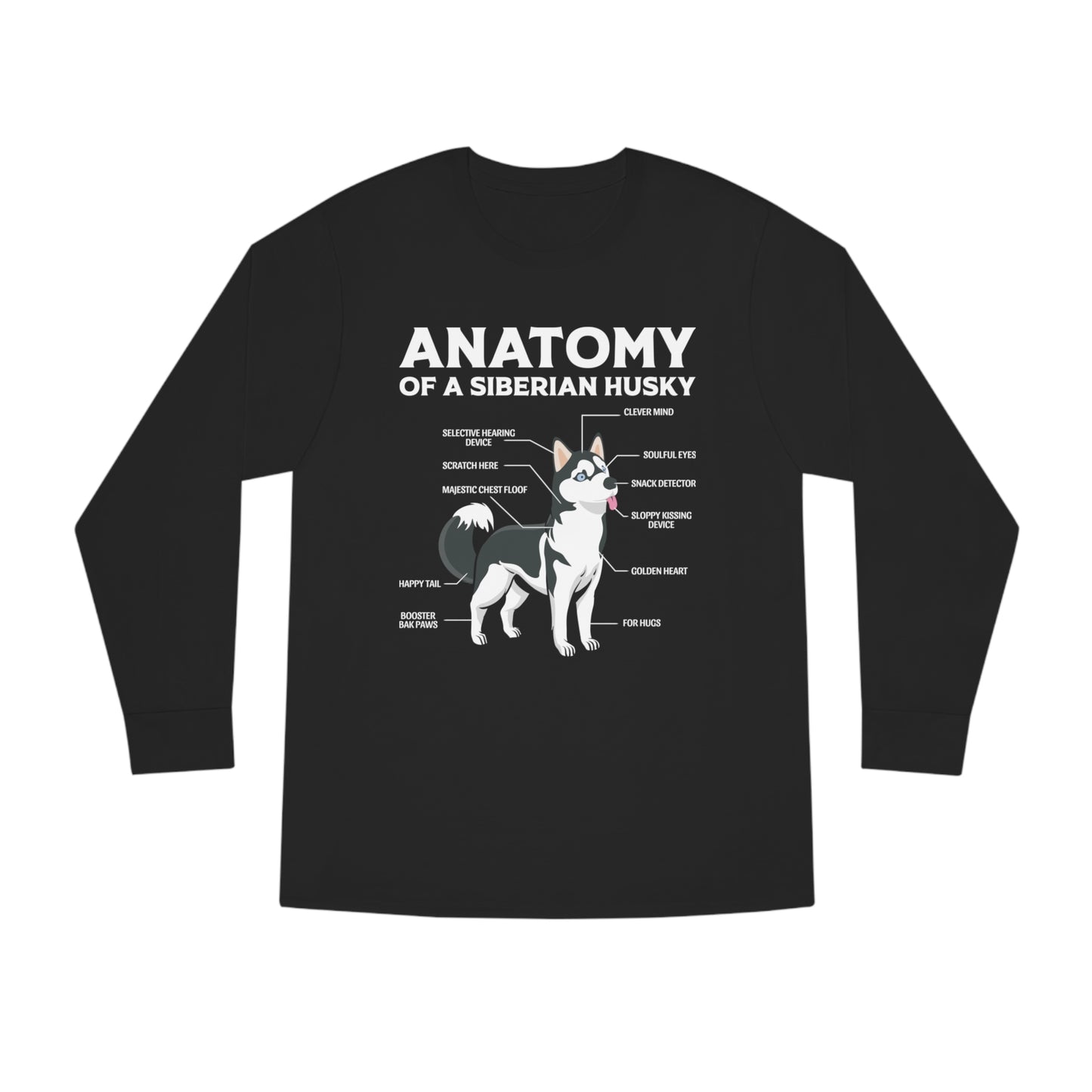 Anatomy of a Siberian Husky Dog Long Sleeve T-shirt