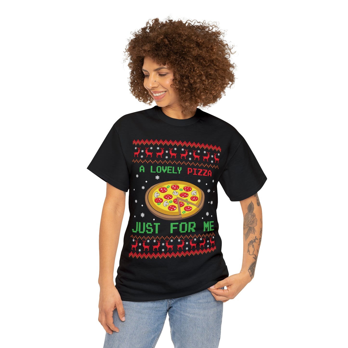 A Lovely Pizza Just For Me Christmas Ugly Sweater Short Sleeve Tee