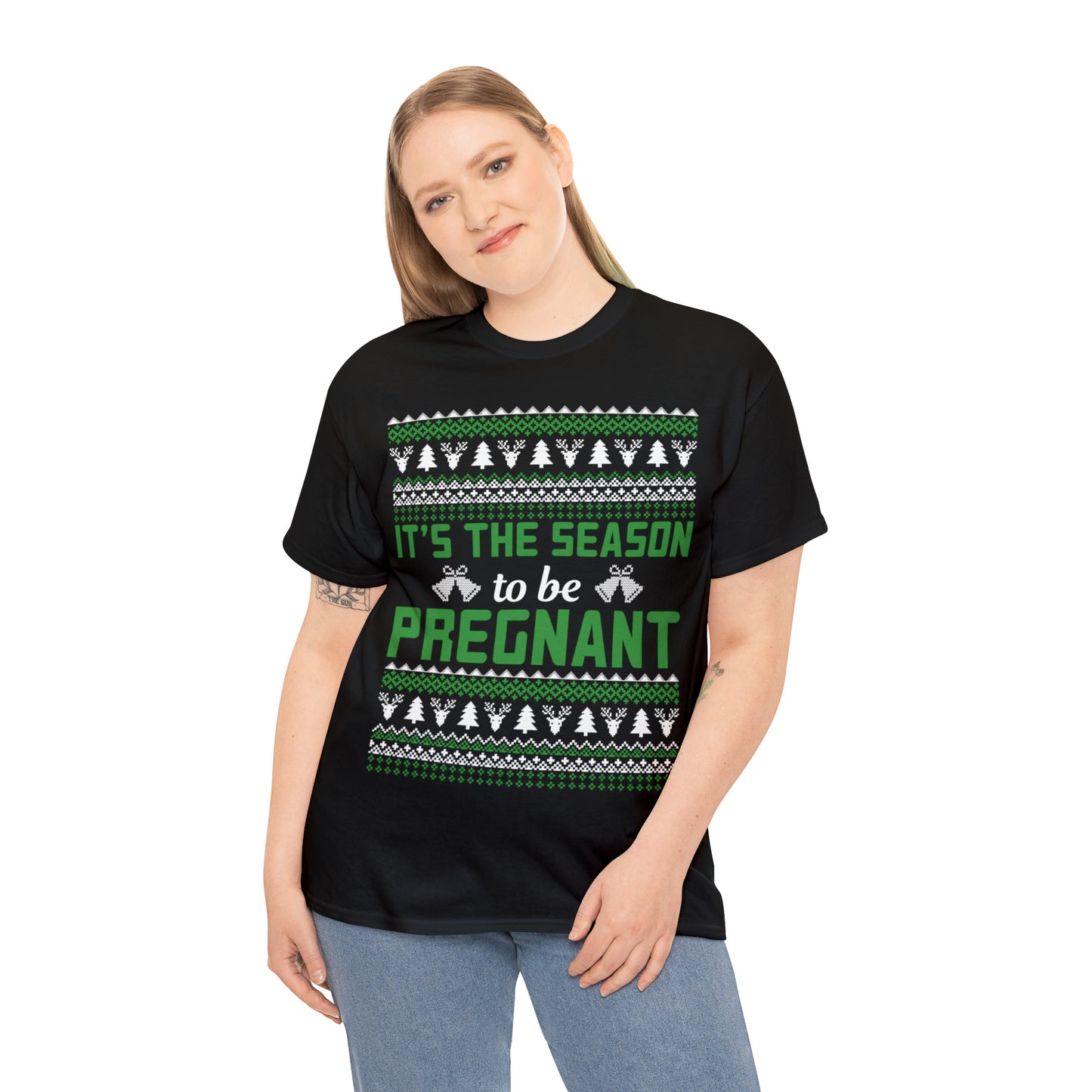 It's the Season To Be Pregnant Christmas Ugly Sweater Short Sleeve Tee