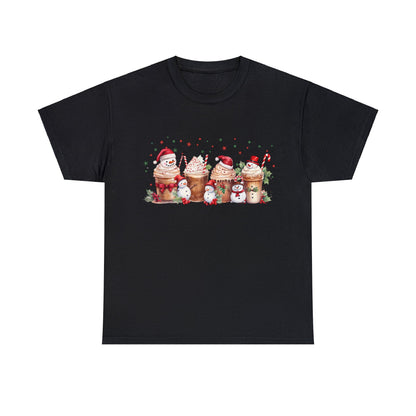 Snowmen Coffee Latte Christmas Short Sleeve Tee