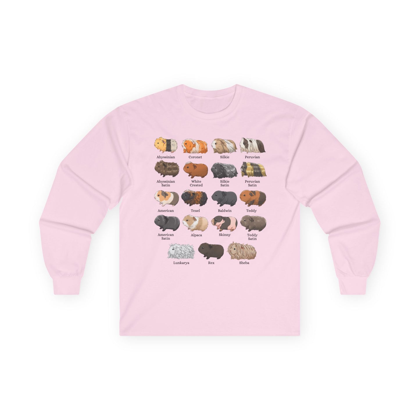 Guinea Pig Breed Chart Long Sleeve Tshirt