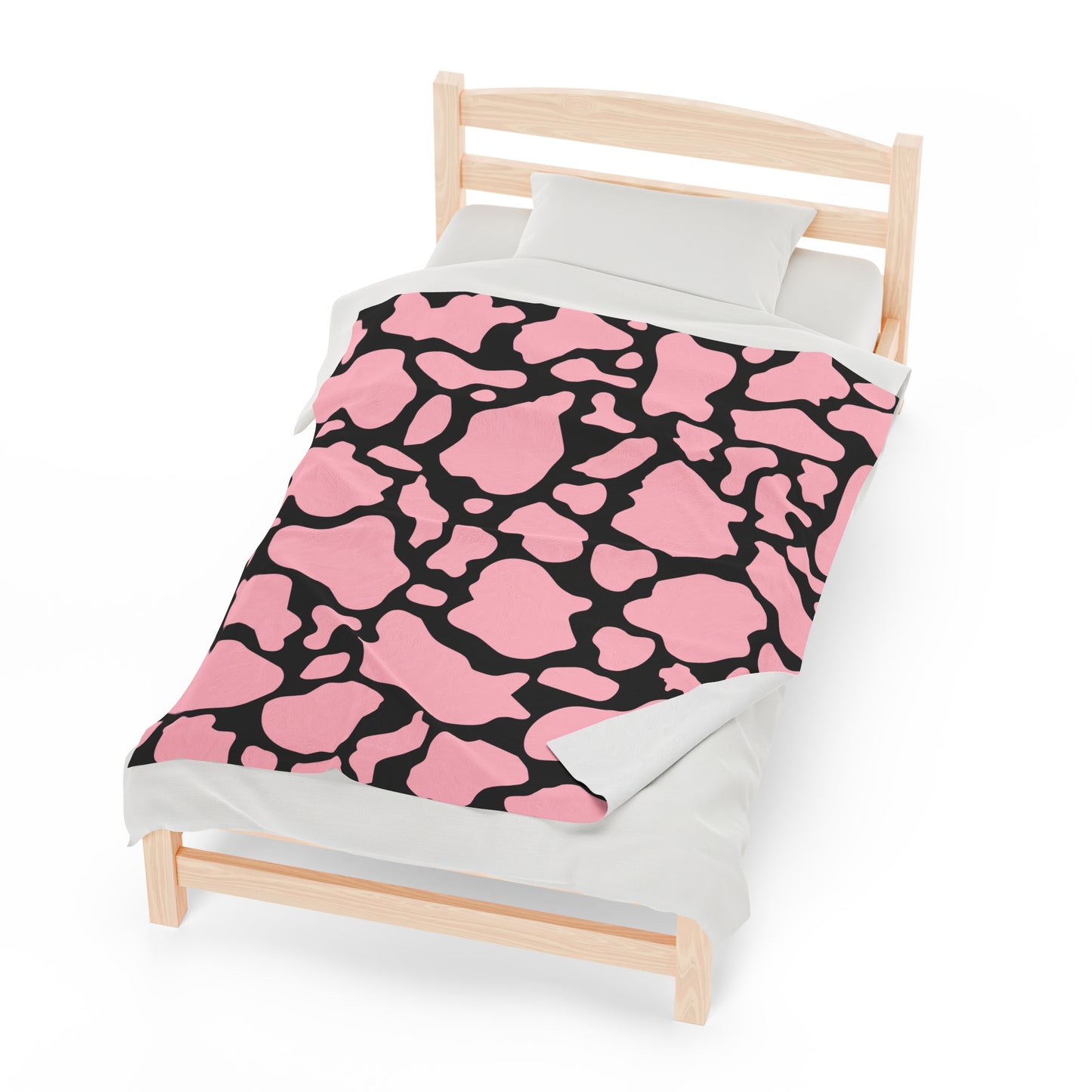 Pink with Black Cow Print Plush Blanket