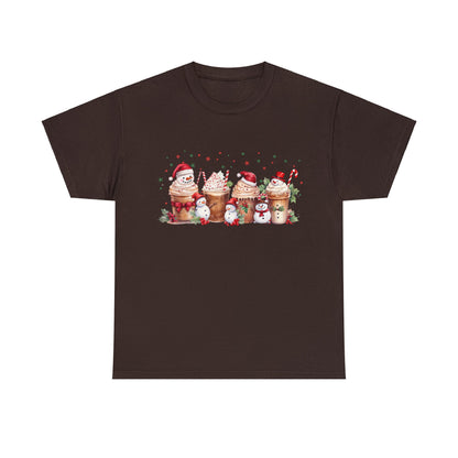 Snowmen Coffee Latte Christmas Short Sleeve Tee