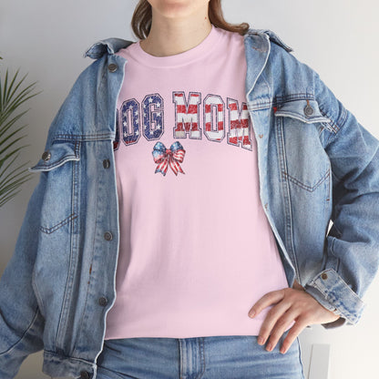 Dog Mom Flag Bow Short Sleeve Tshirt