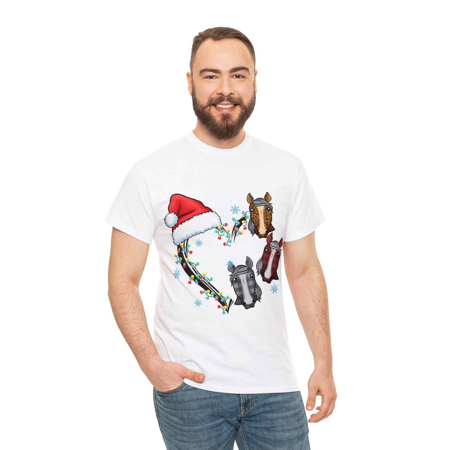 Horse Heart Wreath Christmas Short Sleeve Tee