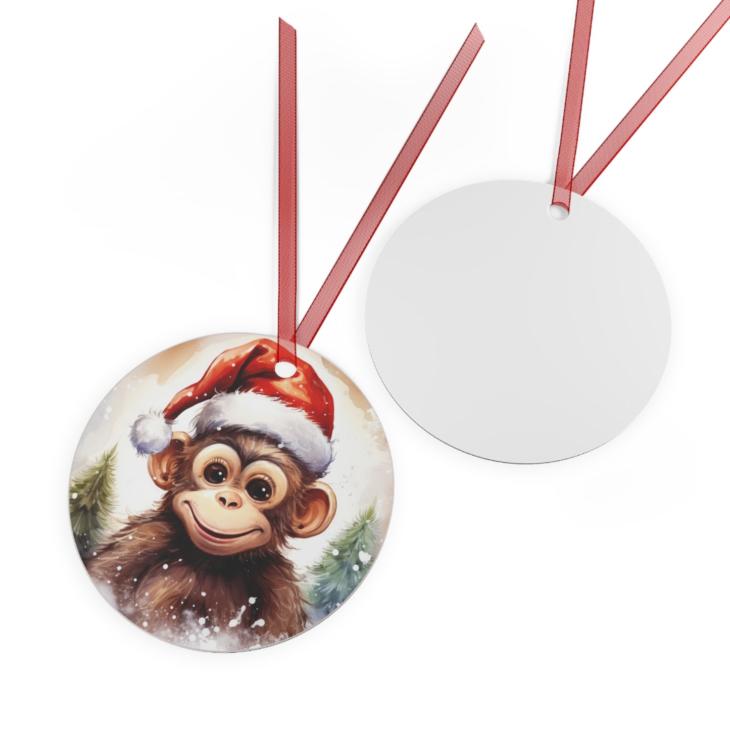Monkey in Santa Hat Ornament