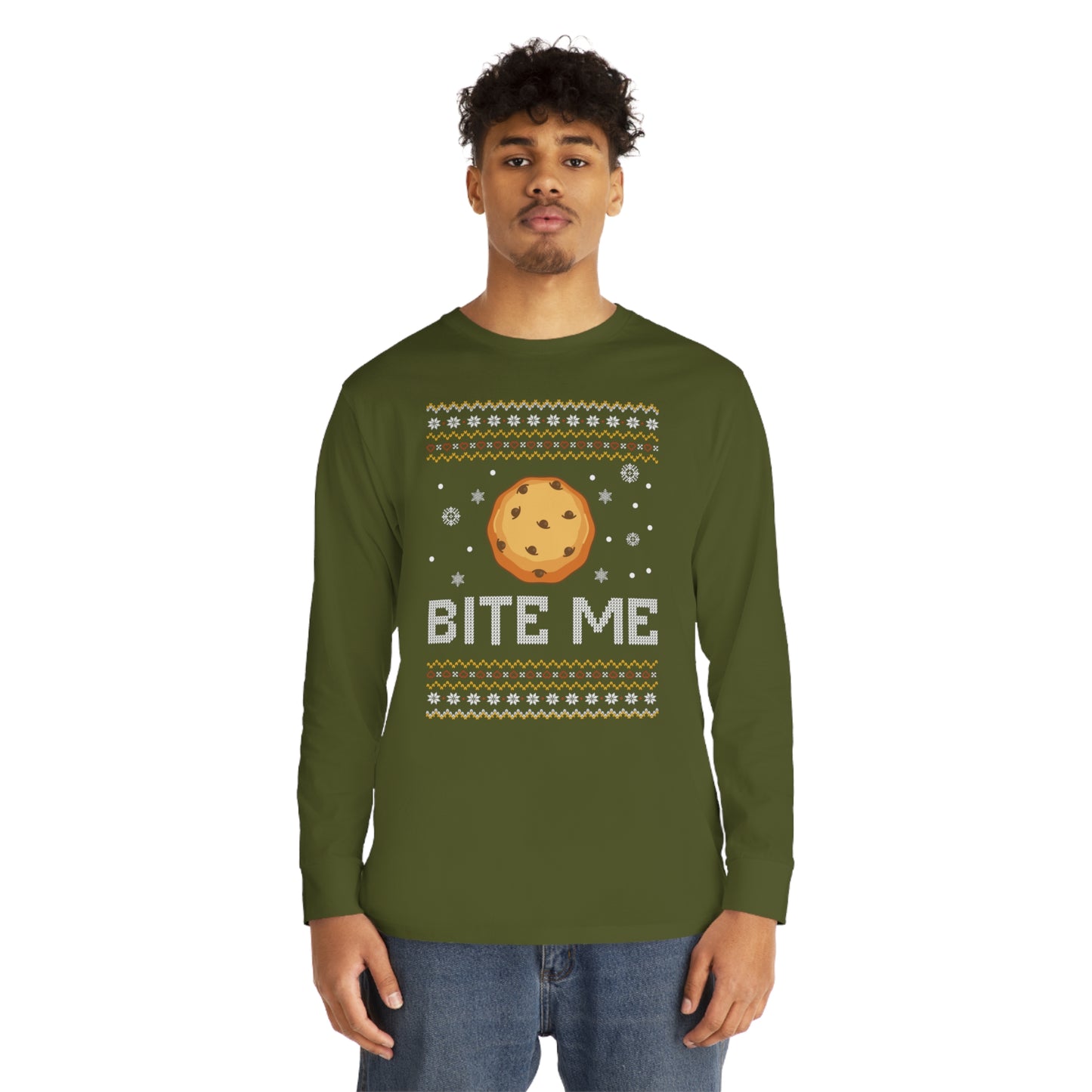 Cookie Bite Me Christmas Ugly Sweater Long Sleeve T-shirt