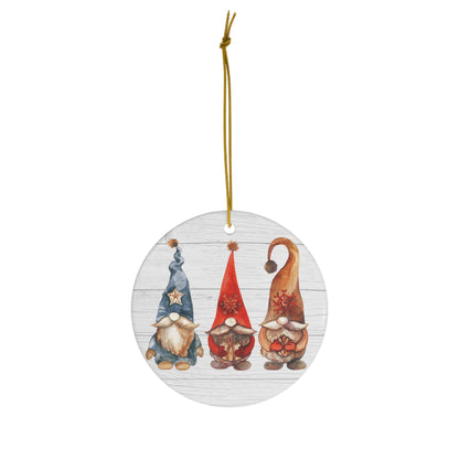 3 Gnomes Christmas Ceramic Ornament