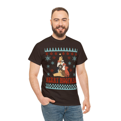 Merry Woofmas Dog Tree Christmas Ugly Sweater Short Sleeve Tee