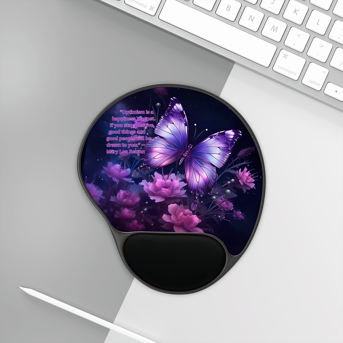 Mouse Pad - Purple Butterfly with Inspirational Quote