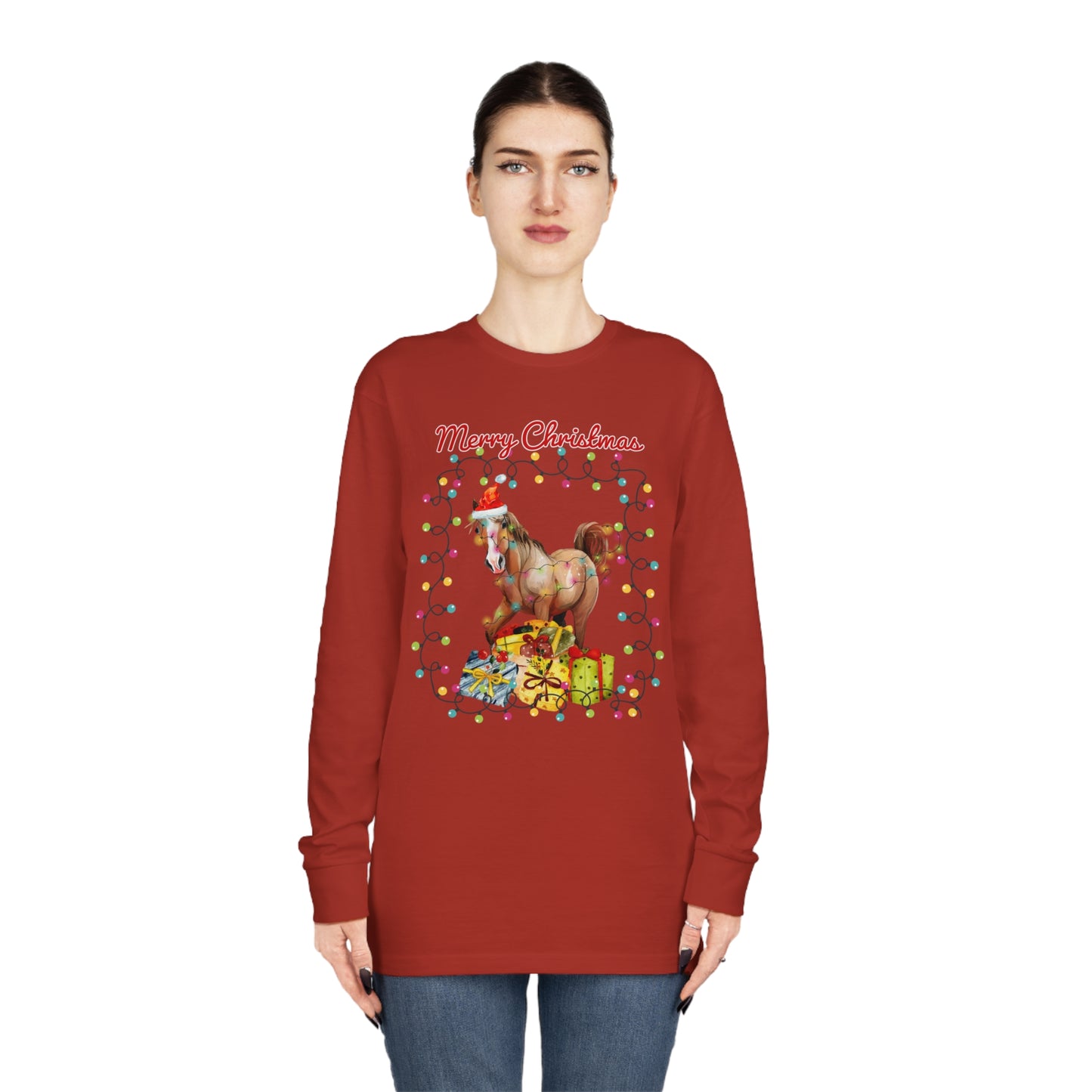 Merry Christmas Horse Christmas Long Sleeve Tee