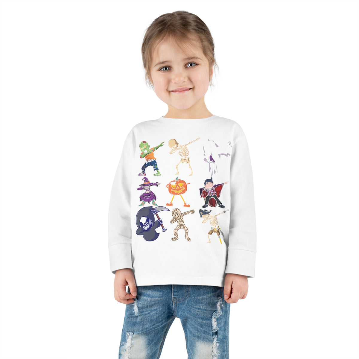 Dabbing Monsters Halloween Toddler Long Sleeve Tee