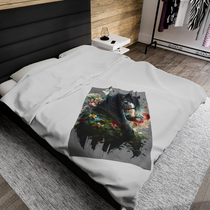 Watercolor Black Horse Blanket