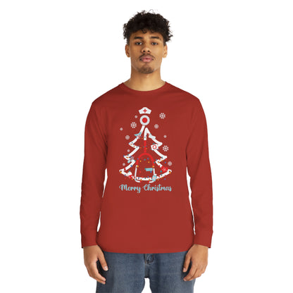 Merry Christmas Stethoscope Christmas Tree Medical Nurse Long Sleeve Tee