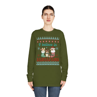 I Believe in Santa Paws Dog Ugly Christmas Sweater Long Sleeve T-shirt