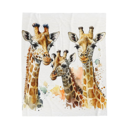 Watercolor 3 Giraffes Blanket