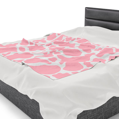 Pink Cow Print Plush Blanket