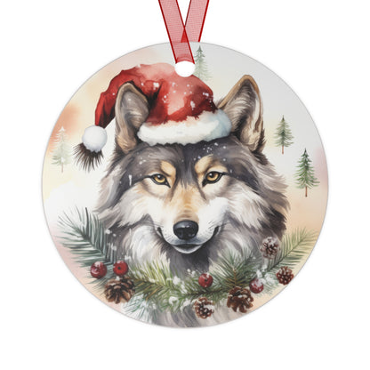 Wolf in Santa Hat Ornament