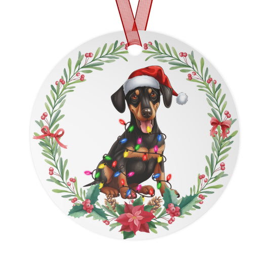 Doberman Pinscher Dog in Lights Ornament