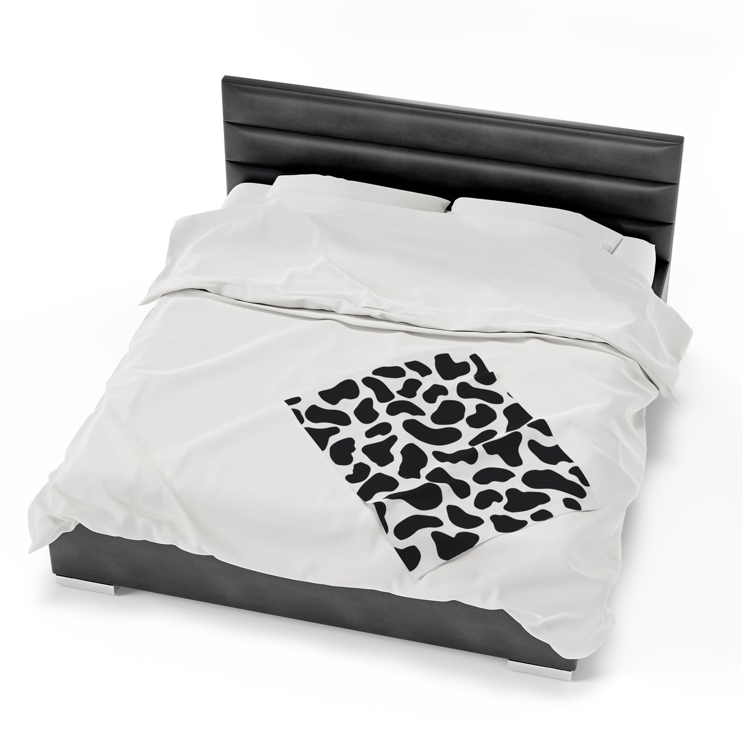 Black White Cow Print Plush Blanket