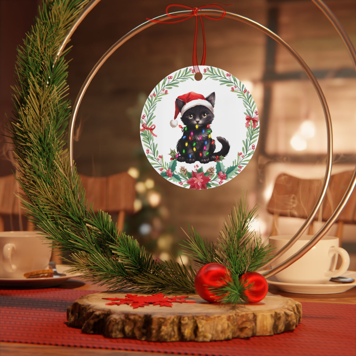 York Chocolate Cat in Lights Ornament