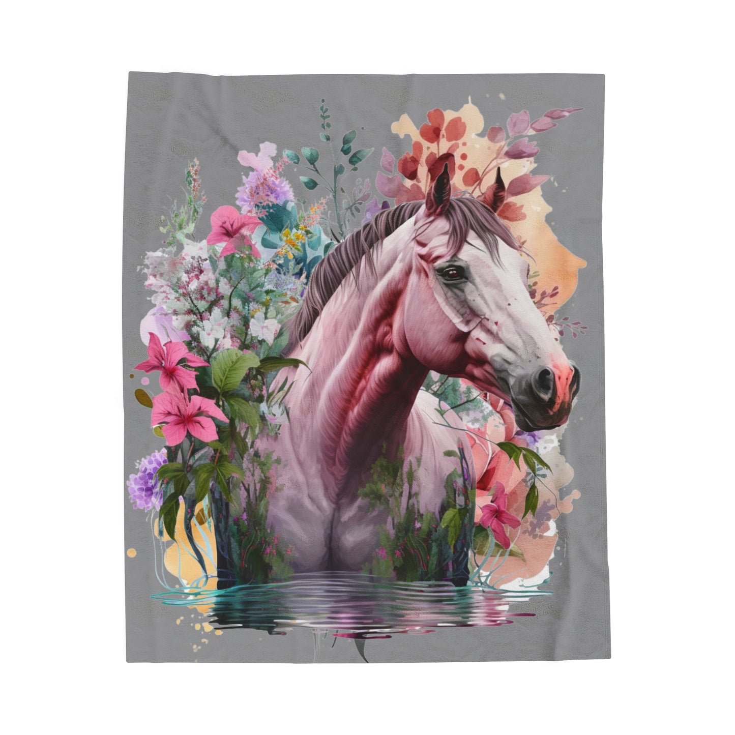 Watercolor Gray and White Horse Blanket