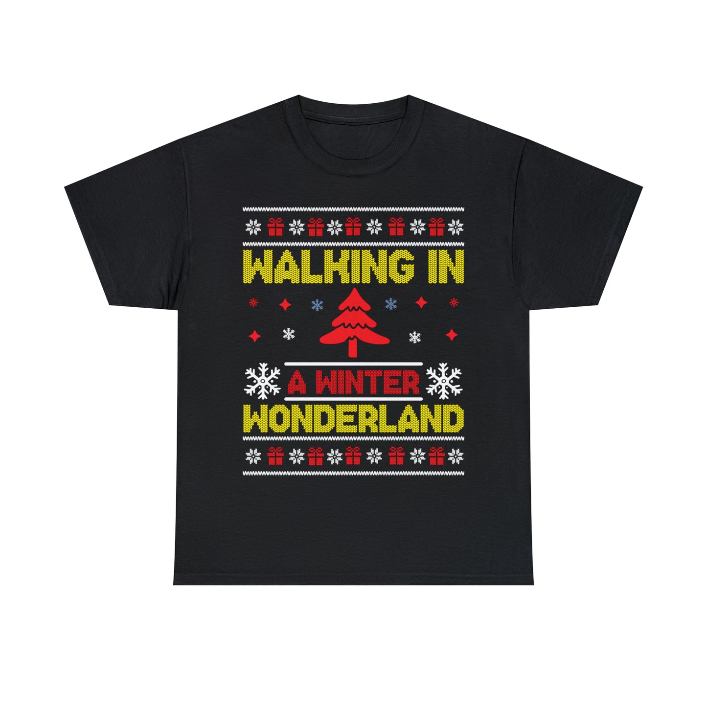 Walking in a Winter Wonderland Christmas Ugly Sweater Short Sleeve Tee