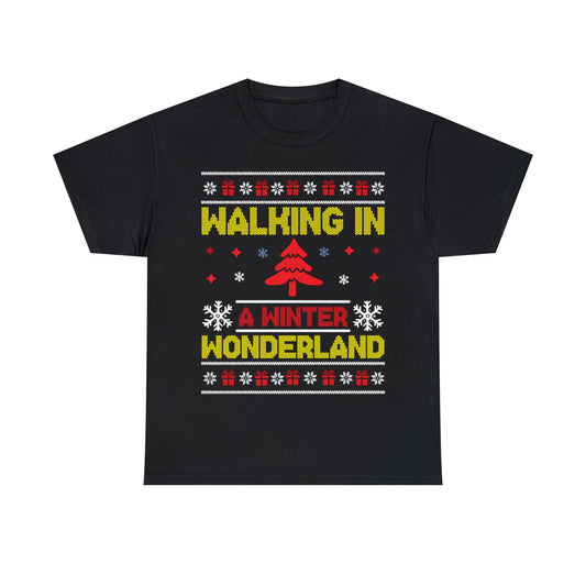 Walking in a Winter Wonderland Christmas Ugly Sweater Short Sleeve Tee