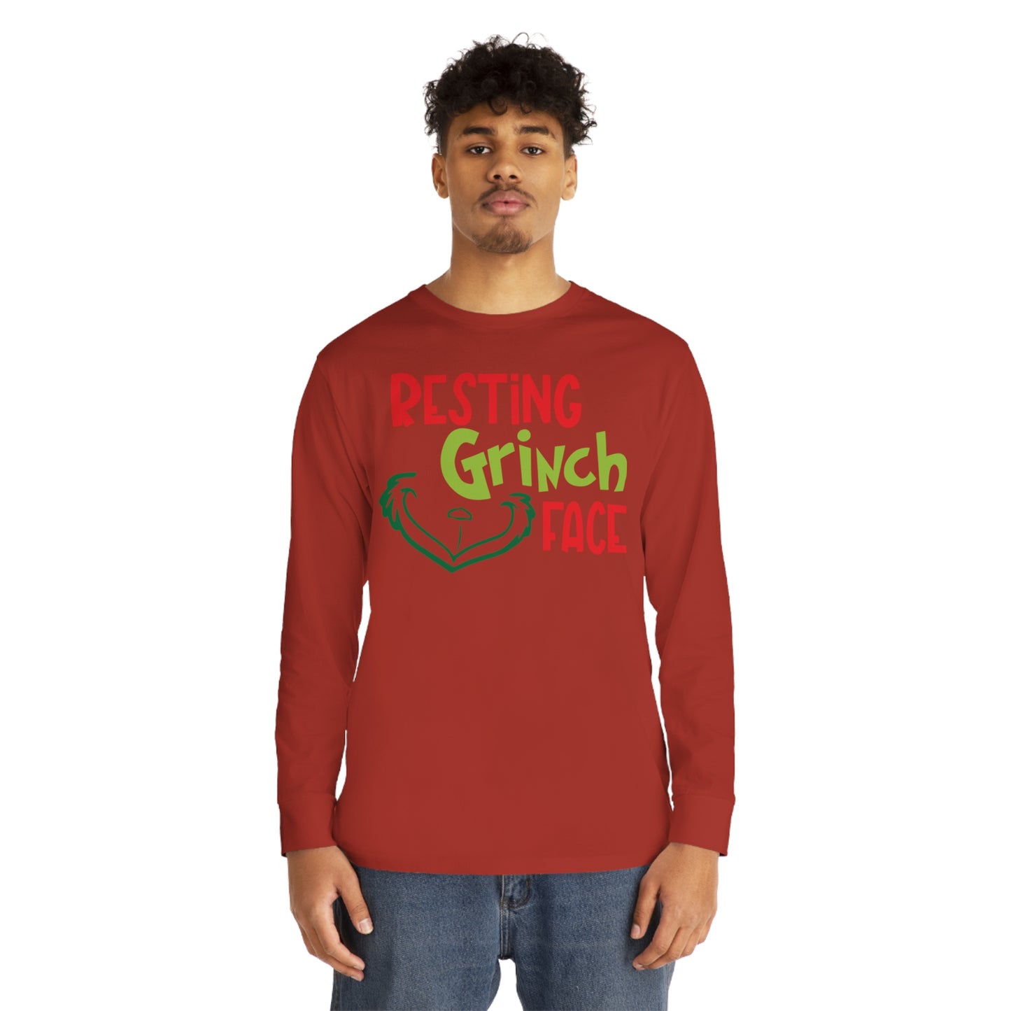 Resting Grinch Face Christmas Long Sleeve T-Shirt