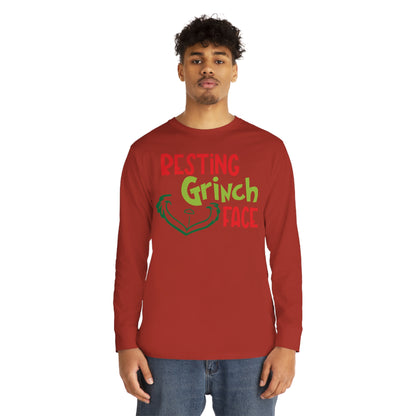 Resting Grinch Face Christmas Long Sleeve T-Shirt