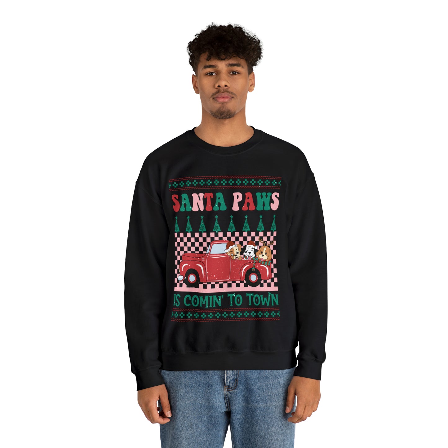 Santa Paws is Comin' to Town Christmas Ugly Sweater Sweatshirt