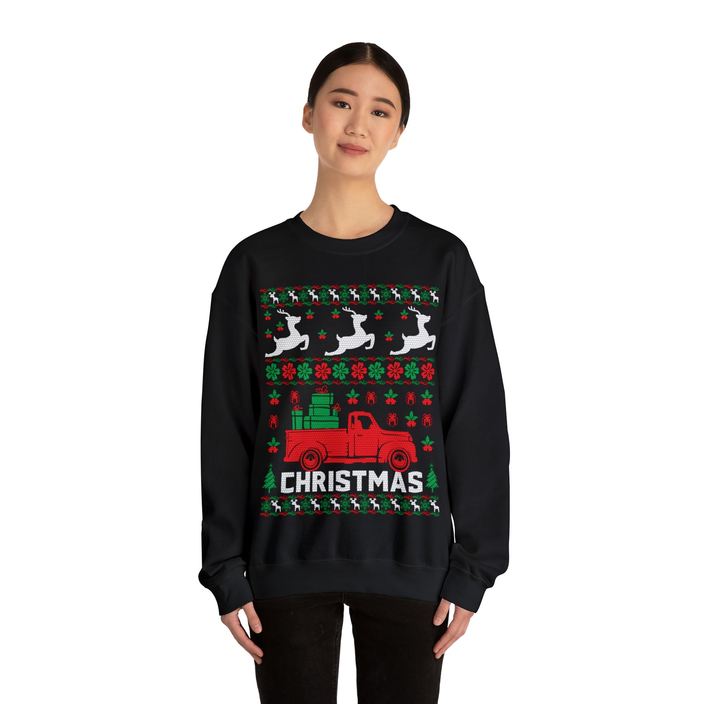 Red Merry Christmas Truck Ugly Sweater Sweatshirt