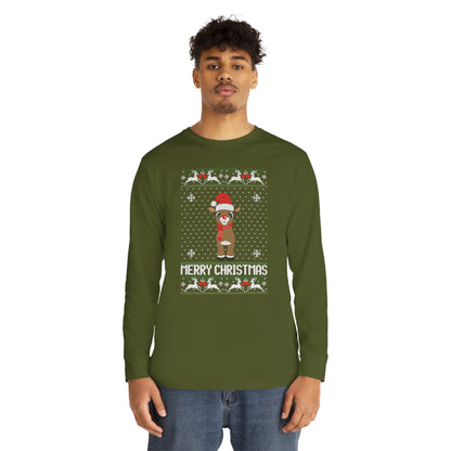 Merry Christmas Rudolph Ugly Christmas Sweater Long Sleeve Tee