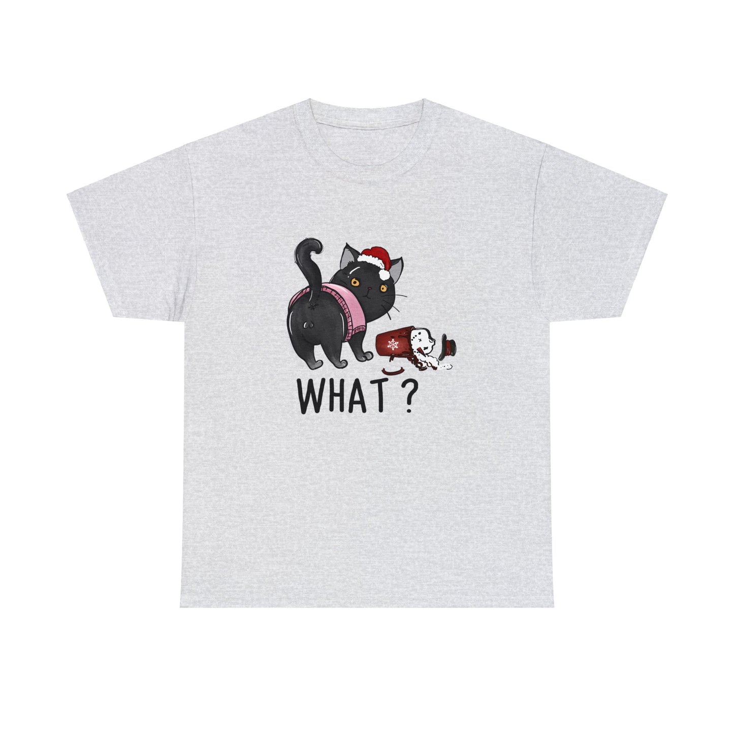 What? Cat Knocking Over Coffee Christmas Short Sleeve Tee