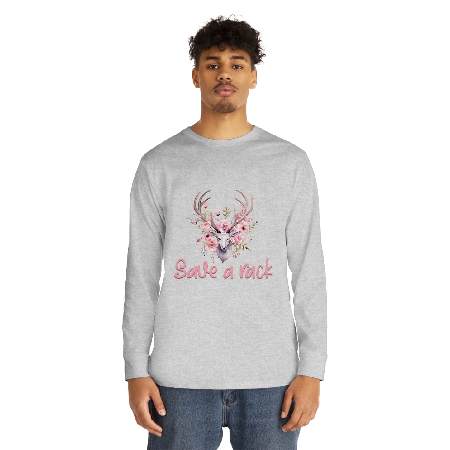 Save The Racks Big or Small Deer Breast Cancer Long Sleeve T-shirt