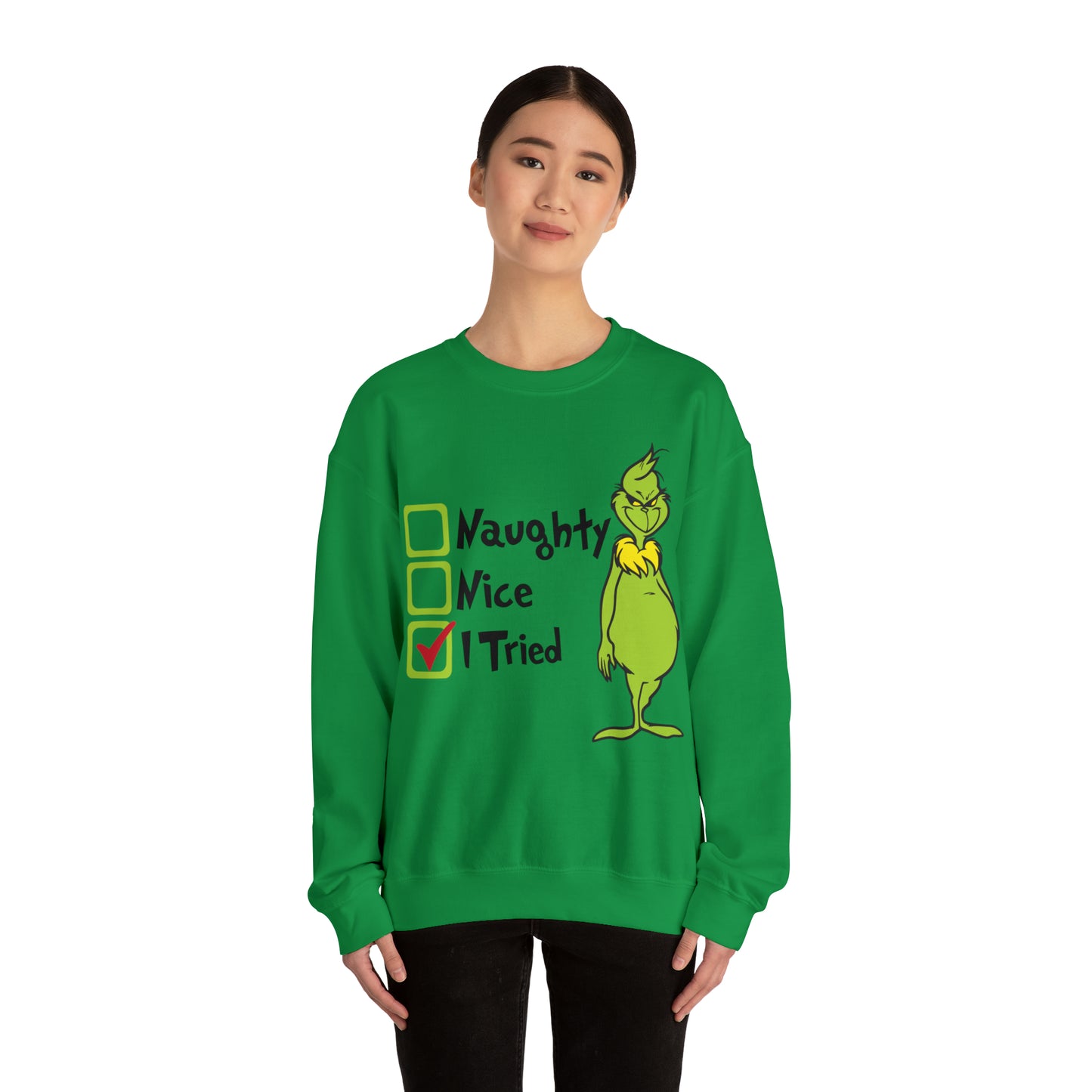 Naughty Nice I Tried Grinch Christmas Sweatshirt