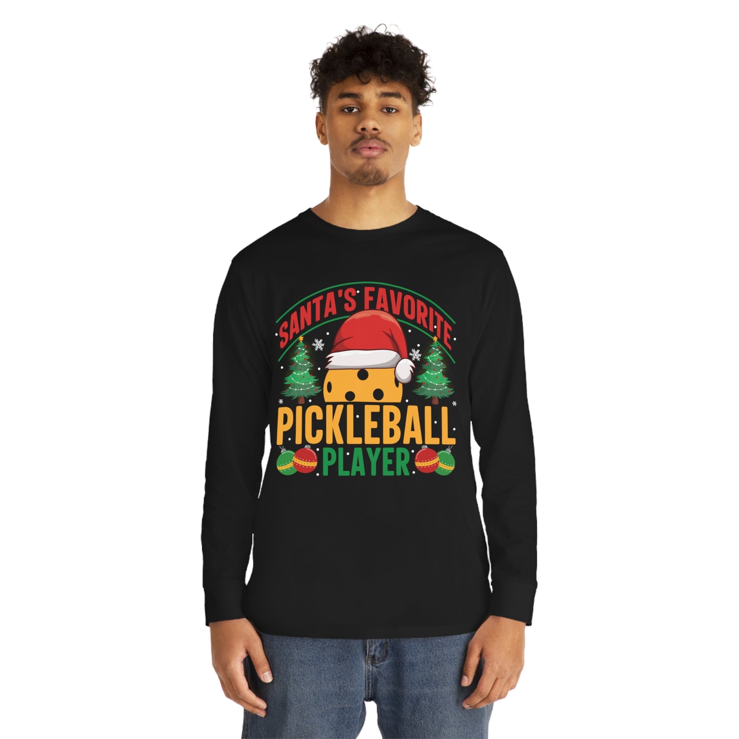 Santa's Favorite Pickleball Player Christmas Long Sleeve T-Shirt