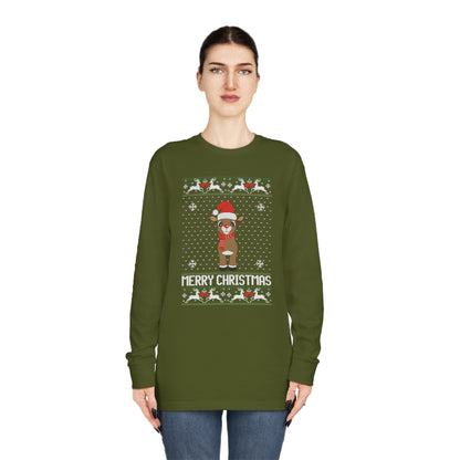 Merry Christmas Rudolph Ugly Christmas Sweater Long Sleeve Tee