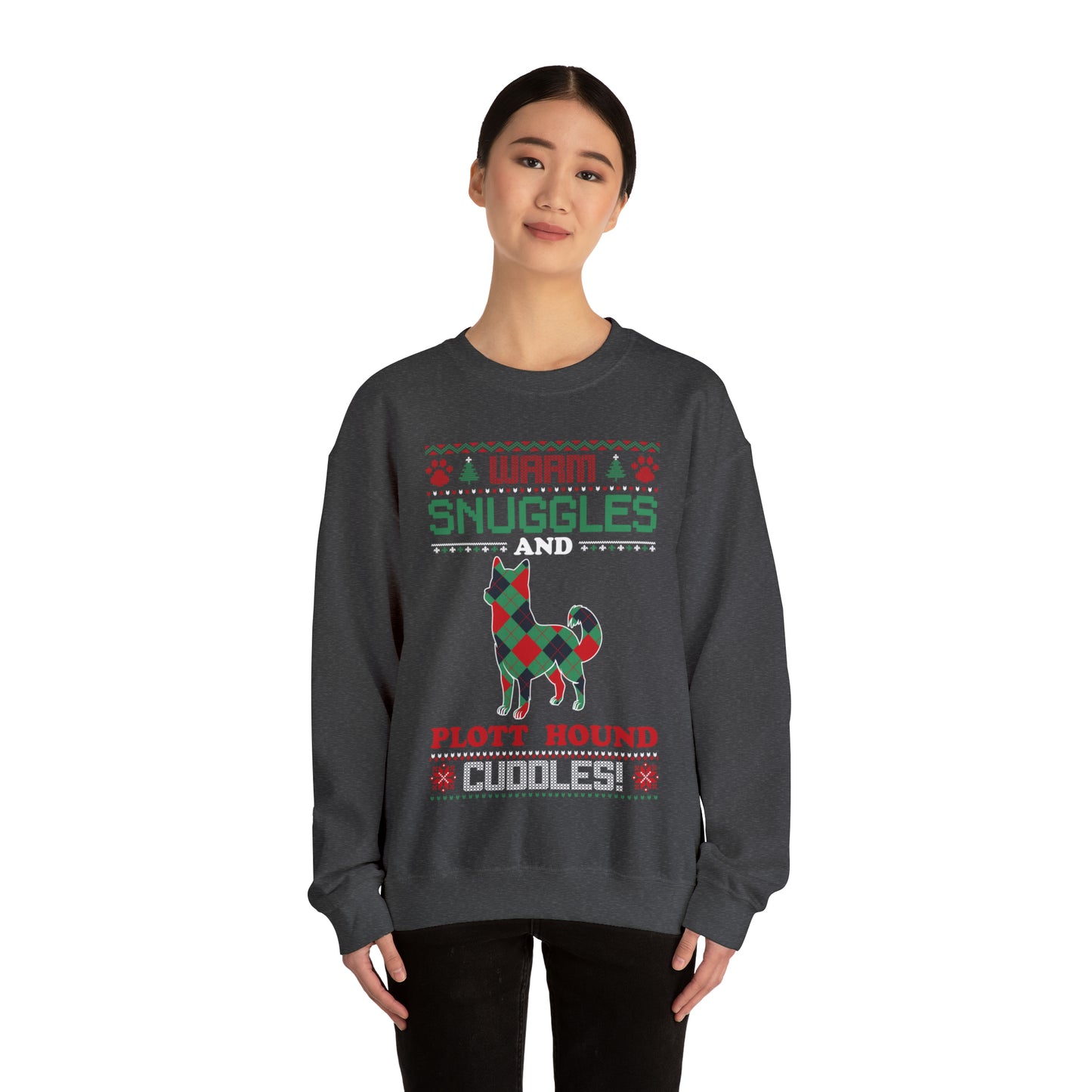 Warm Snuggles and Plott Hound Cuddles Christmas Ugly Sweater Sweatshirt