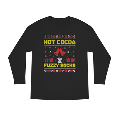 Hot Cocoa Fuzzy Socks Christmas Ugly Sweater Long Sleeve T-shirt