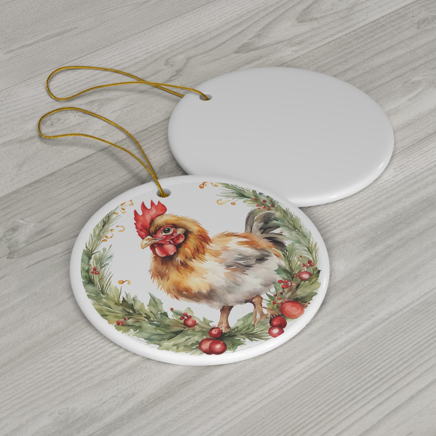 Rooster Christmas Ceramic Ornament Chicken Farm Animal