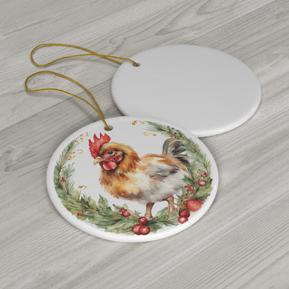 Rooster Christmas Ceramic Ornament Chicken Farm Animal