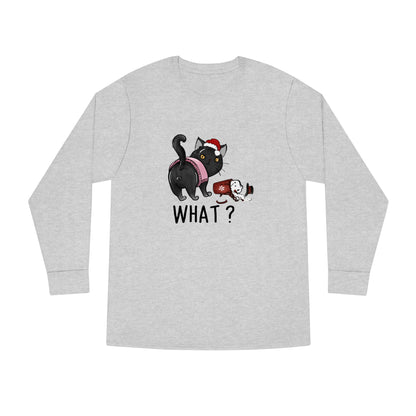 What? Cat Knocking Over Coffee Christmas Long Sleeve T-shirt