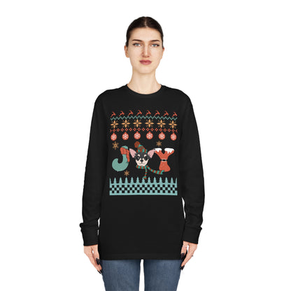 Joy Chihuahua Dog Christmas Ugly Sweater Long Sleeve Tee