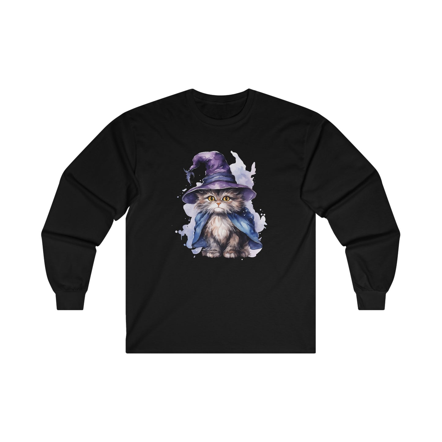 Witch Wizard Cat Halloween Long Sleeve Tee