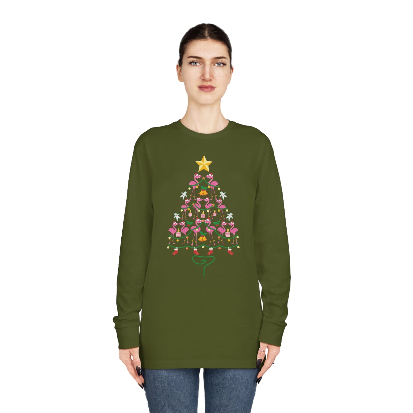 Flamingo Christmas Tree Christmas Long Sleeve T-Shirt