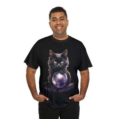 Mystic Whiskers Black Cat Halloween Short Sleeve Tee