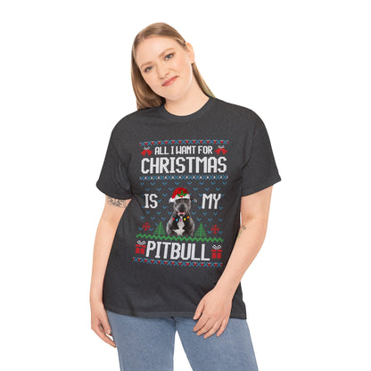 All I Want For Christmas is My Pitbull Dog Ugly Sweater Short Sleeve Tee