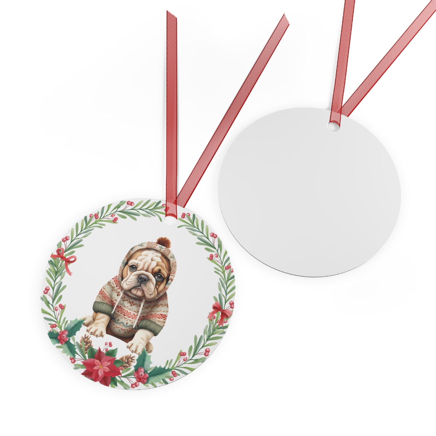 Bulldog Dog in Sweater Ornament